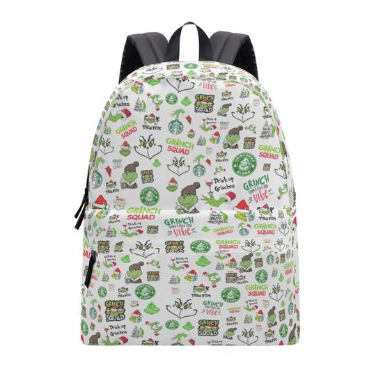 Discover funny character Backpack, Funny Christmas funny character Squad Bag, Holiday School Bag for Kids & Teens, Drink Up GrinchesS Gift, Cute Xmas Backpack