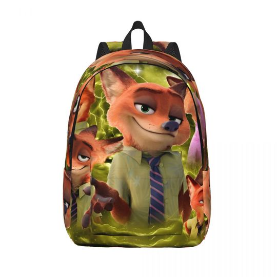 Discover Zootopia Nick Wide Backpack for Men Women Cool Student Work Daypack Laptop Computer Canvas Bags Durable