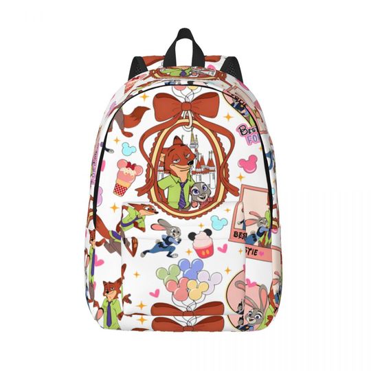 Discover Watercolor Zootopia Judy Hopps Nick Wilde Backpack for Men Women High School Hiking Travel Daypack College Shoulder Bag Durable