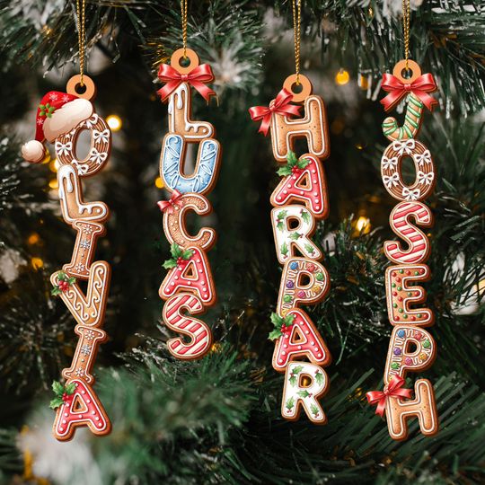 Custom Gingerbread Name Ornament - Acrylic Christmas Tree Decor