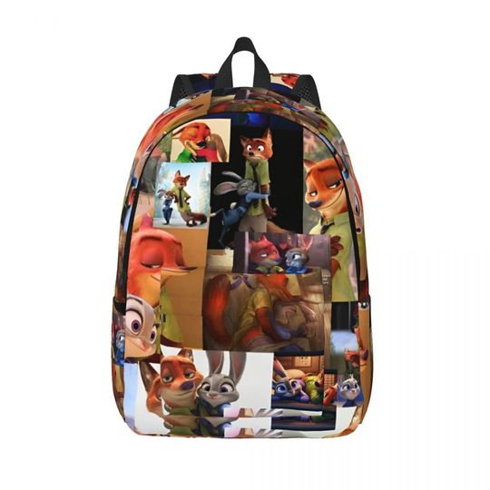 Discover Zootopia Cartoon Cool Backpack with Pocket High School Hiking Judy Hopps Nick Wilde Daypack for Men Women College Shoulder Bag