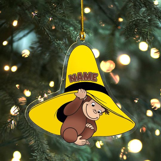 Custom Name Curious George Christmas Acrylic Ornament