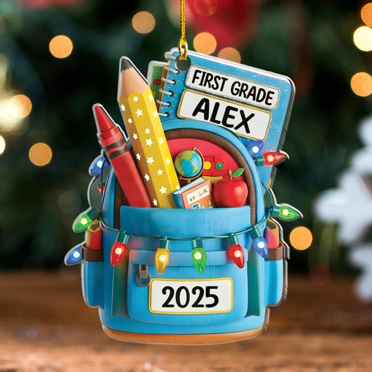 Discover Personalized 2D School Backpack Ornament for First Day of School 2025, Preschool and Kindergarten Gift