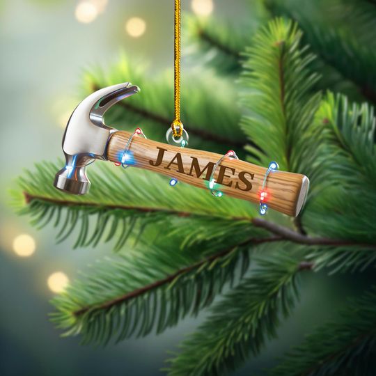 Discover Personalized Hammer Acrylic Ornament, Carpenter Gift, Handyman Christmas Ornament, 2D Acrylic Decor
