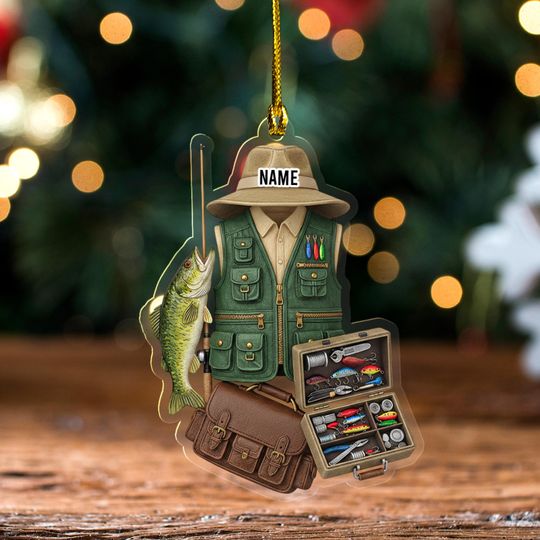 Discover Personalized Fishing Ornament/Gift for Fishing Lover/Fishing Gear Ornament Gift for Dad/Fisherman Ornament/Fishing Christmas Ornament OHXL23