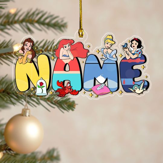 Discover Personalized Princess Squad Alphabet Christmas Ornament, Custom Name Princess Team Christmas Tree, Princess Party Girl Xmas Gift SK2L43