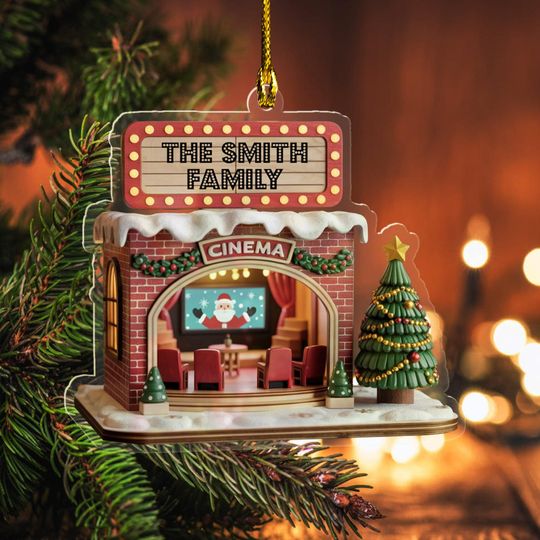 Discover Cinema Christmas 2D Flat Ornament, Gift For Movie Lovers, Home Theater Family Keepsake, Family Movie Night Gift, Film Lover Decor SL2K26