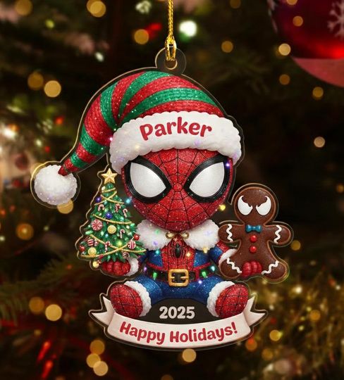 Discover Personalized Spiderman Ornament, Custom Disney Spider Christmas Gift, Christmas Ornament For Kid, 2025 Christmas Tree Decor AXKU21