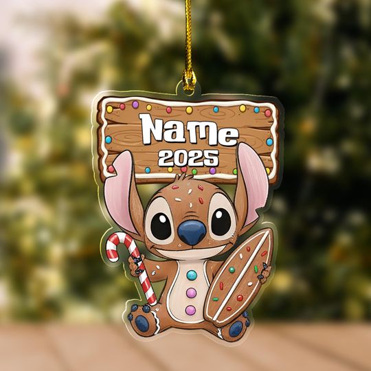 Discover Personalized Stitch gingerbread Christmas Ornament, Disney Stitch Xmas Ornament Hanging, Stitch 2025 Christmas Tree Decor Gift UN5Z13