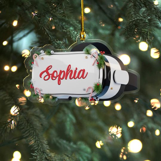 Discover Personalized VR Headset Ornament, Custom Name Xmas Gift for Gamer,Tech Lover, or Geek,Fun Virtual Reality Ornament,VR Controller Gift UN4R08