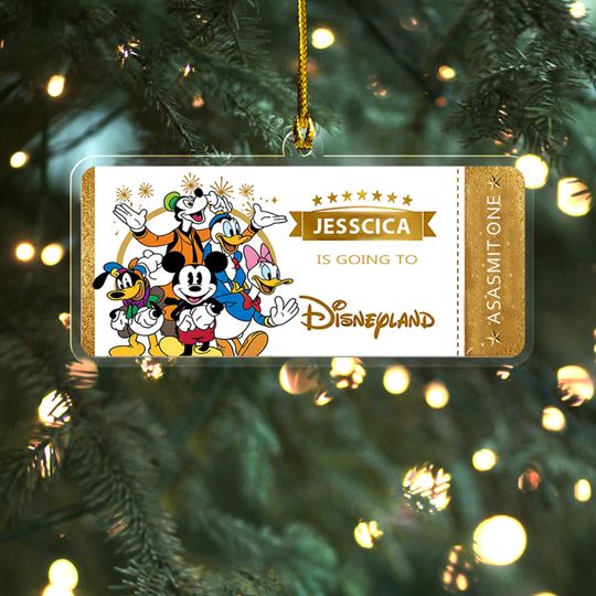 Discover Custom Theme Park Ticket Christmas Ornament, Personalized Christmas Tree Decoration, Pass Holiday Ornament, Surprise AXJ323
