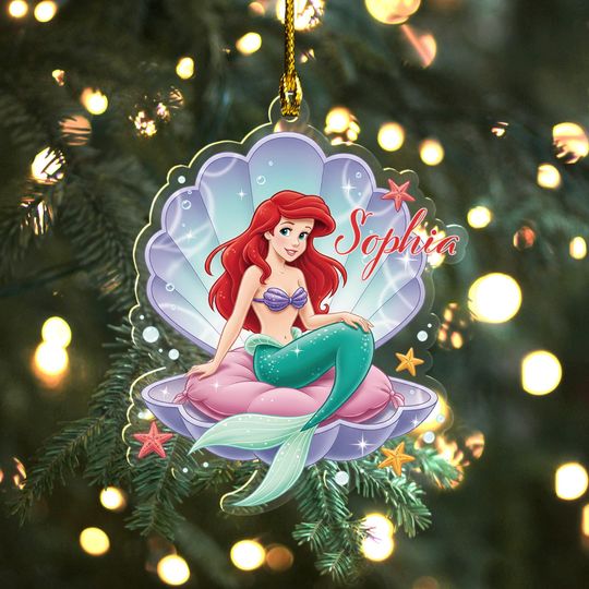 Discover Custom Ariel Princess Ornament - Make Her Christmas Wish Come True Little Mermaid Christmas Ornament, Birthday Girl Ornament AXJM25