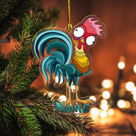 Discover Custom Name Hei Hei Ornament, Christmas 2025 Ornament, Disney Christmas Gift, Hei Hei Pua Maui Tamatoa, Moana Xmas Ornament Gift UN2B08