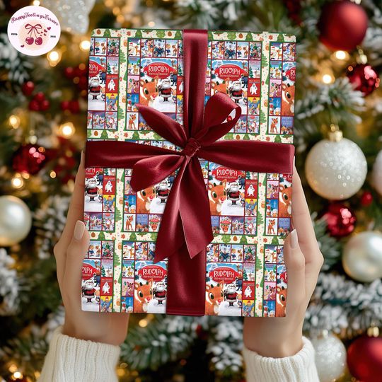 Discover Rudolph The Red Nosed Reindeer Christmas Wrapping Paper, Rudolph Wrapping Xmas Gifts, Vintage 90s Christmas Movies Matching Wrapping Paper