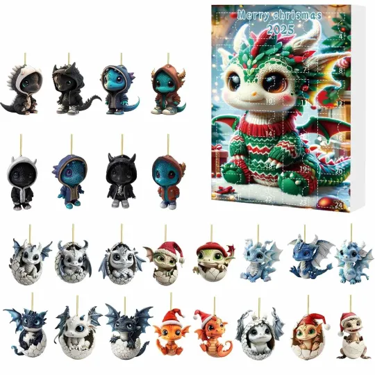 Discover Dragon 2025 Christmas Countdown Advent, 24-Day Xmas Surprise Advent Calendar Set