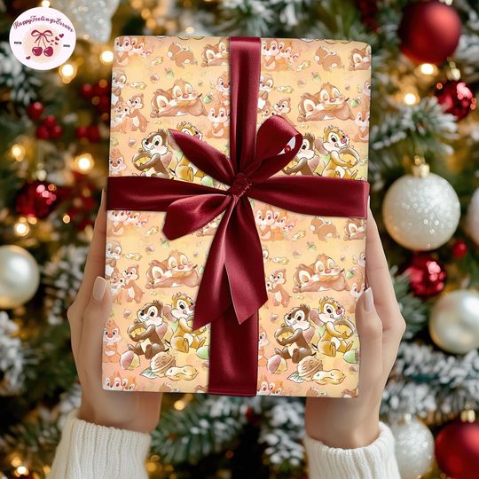 Discover Personalized Chip And Dale Disneyland Wrapping Paper, Retro WaltDisney Girl Boy Trip Wrapping Gifts, Chip And Dale Christmas 2025 Matching