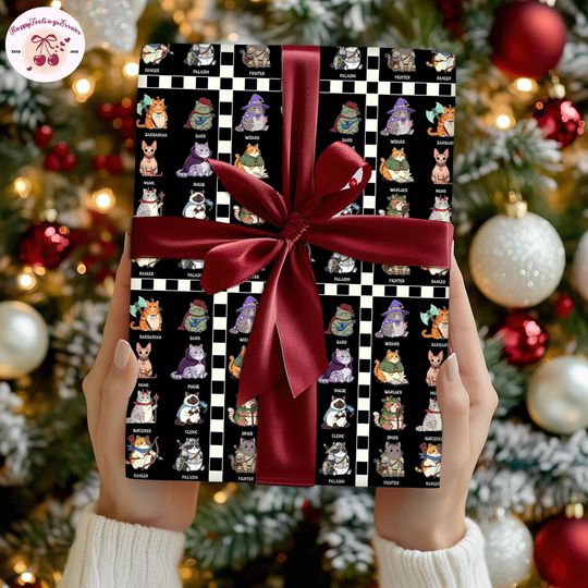 Discover DnD Cats Dungeons And Cats Wrapping Paper Gifts, Dungeons & Dragons Game Matching, Xmas Video Game Wrapping Gifts,Christmas Party Paper 2025