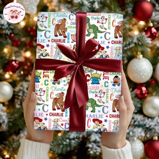 Discover Disneyland Custom Name Toy Story Wrapping Paper, Woody Jessie Buzz Lightyear Wrapping, Bo Peep Christmas Gifts, Family Matching 2025 Paper
