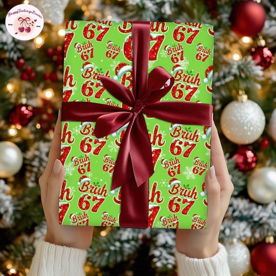 Discover Bruh 67 Trend 6 7 Six Seven Christmas Wrapping Gifts, Funny Christmas Family Matching Couples Wrapping Paper, Xmas Party Holiday 2025 Paper