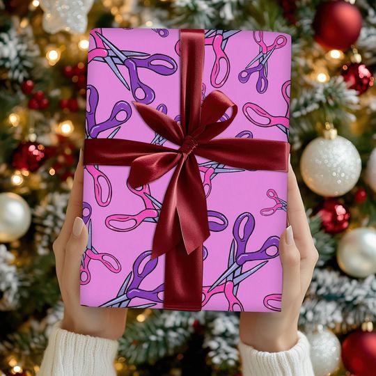 Discover Pink Lady Wrapping Paper, Scissors Dark Meme Pattern Wrapping Funny Meme Gifts Paper, Trendy Christmas, Family Matching Christmas 2025