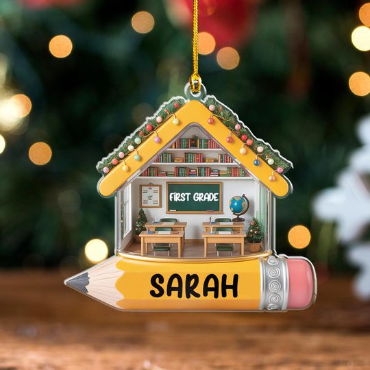 Personalized Pencil Classroom Ornament for 2025 Back to School Christmas Gift for Kids & Teachers Graduation Keepsake