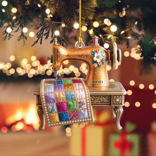 Discover Personalized Sewing Machine Ornament, Custom Quilter Gift, Vintage Sewing Decor, Seamstress Christmas Tree Ornament