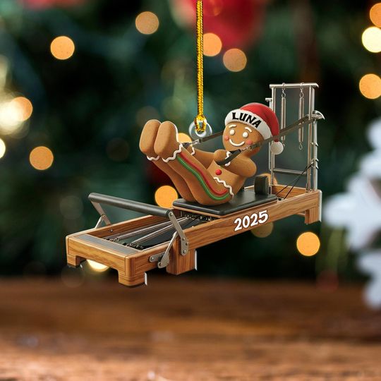 Discover Personalized Gingerbread Pilates Ornament 2025, Custom Name Reformer Instructor Gift, Pilates Lover Christmas Tree Decor