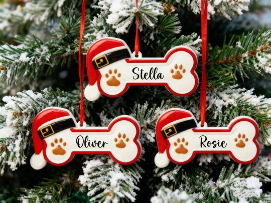 Discover Personalized Dog Paw Ornament 2025, Custom Pet Bone Xmas Decoration, Resin Christmas Tree Ornament
