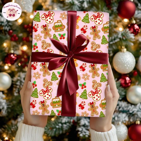 Discover Disneyland Minnie Gingerbread Wrapping Paper, Mickey And Friends Wrapping, Minnie Mouse Gifts Paper, Family Matching Christmas Gifts 2025