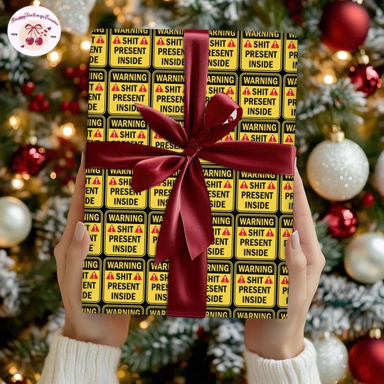 Discover Funy Warning Wrapping Paper, Warning Shit, Present Inside Paper Gifts, Funny Xmas Wrapping Paper, Christmas Gifts 2025 Matching Family