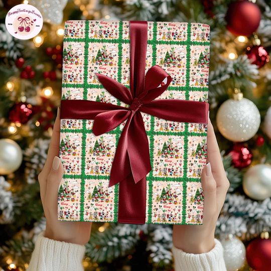Discover Personalized Disneyland Mickey And Friends Christmas Wrapping Paper,Minnie Mickey Wrapping Gifts,Most Wonderful Time Family Matching 2025