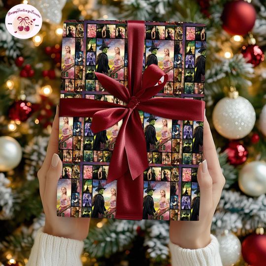 Wicked Movie Wrapping Paper Gifts, Glinda Elphaba Green Or Pink Family Matching, Wicked Wrapping Gifts, Christmas Holiday Party 2025 Paper