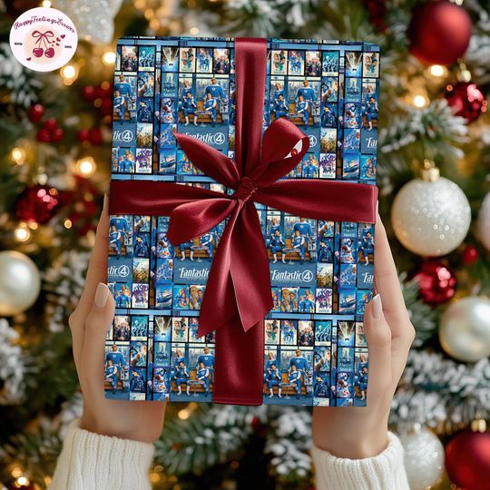 Discover Personalized Fantastic Four First Step Wrapping Paper, Disneyland Trip Wrapping Gift,  Reed Richards Sue Storm Christmas Gifts 2025 Matching