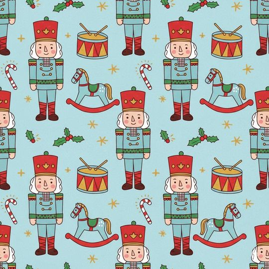 Nutcracker Wrapping Paper: Festive Toy Soldier Design, Glossy Christmas Gift Wrap
