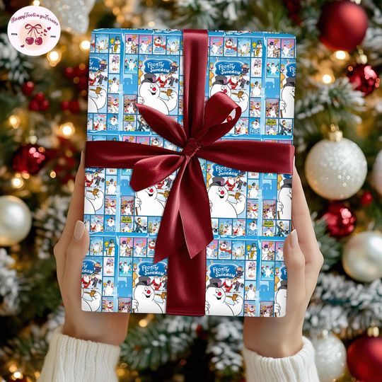 Frosty The Snowman Christmas Wrapping Paper, Frosty Snowman Wrapping Xmas 2025 Gifts, Vintage 90s Christmas Movies Matching Wrapping Paper