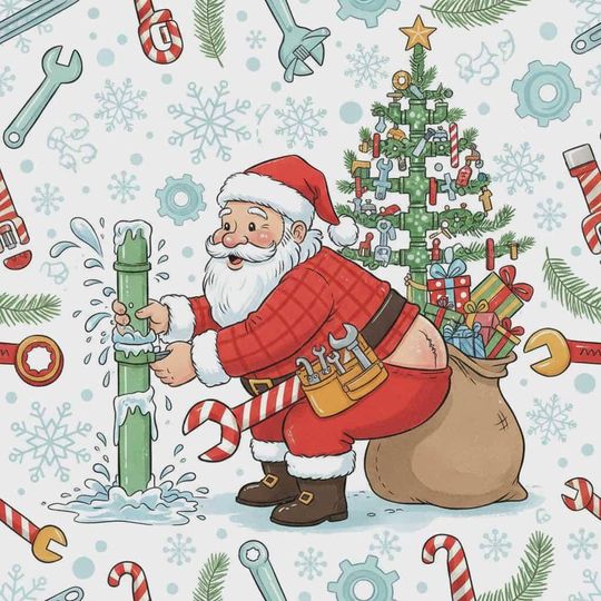 Discover Funny Plumber Santa Wrapping Paper: Gag Gift for Him