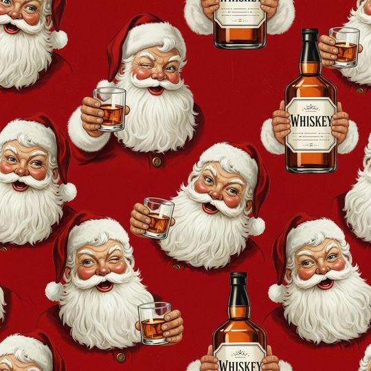 Discover Funny Santa Drinking Whiskey Wrapping Paper: Adult Holiday Gag Gift