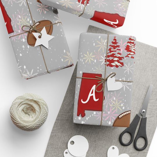 Discover Crimson Tide Football Wrapping Paper Roll Tide wrapping papers | Albm Elephant holiday sports gift wrap