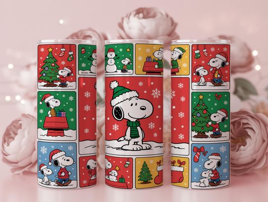 Discover Cartoon Dog Christmas Tumbler Wrap: Winter Holiday Design (PNG)