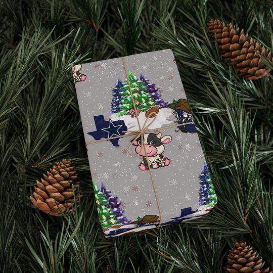 Discover Football Wrapping Papers - Cowboys Texas America's Team Christmas Cow Design, Football Fan Gift Wrap, Sports Themed Holiday Wrap, Custom