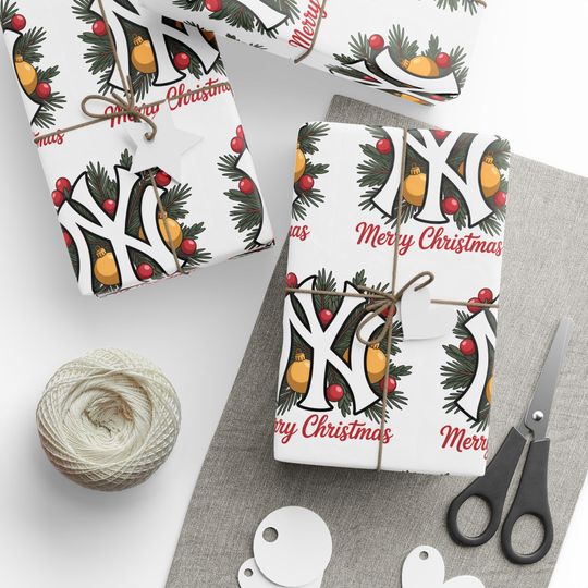 Discover New York Baseball Wrapping Paper Gift Wrap for Birthday, Holiday, Wrapping Sheets, Sports Fan Christmas Gift Wrap, Sports