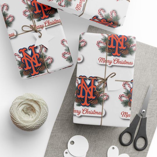 Discover Mets Baseball Wrapping Paper Gift Wrap for Birthday, Holiday, Wrapping Sheets, Sports Fan Christmas Gift Wrap, Sports