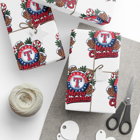 Discover Texas Baseball Wrapping Paper Gift Wrap for Birthday, Holiday, Wrapping Sheets, Sports Fan Christmas Gift Wrap, Sports