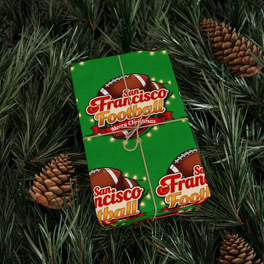 Discover San Francisco Football Merry Christmas Sports Gift Wrap, Holiday Present Wrap, Christmas Gift Wrap, Gift Packaging