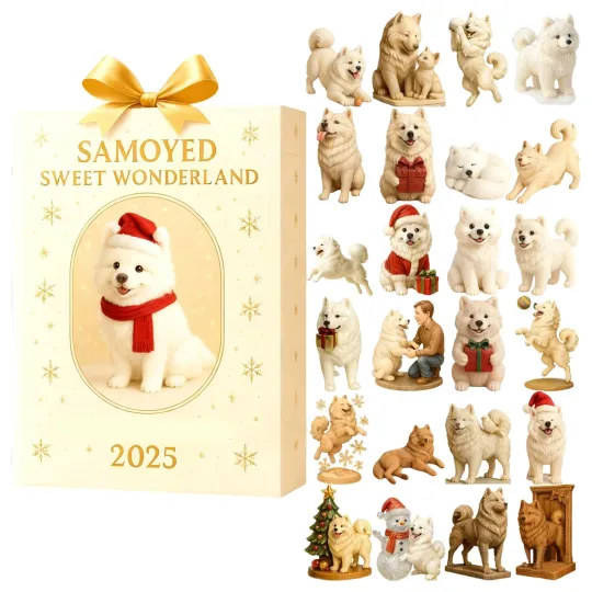 Discover Samoyee Advent Calendar 2025, Christmas Countdown 2D Acrylic Cute Puppy