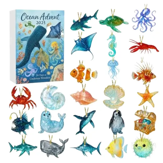 Discover 2025 Ocean Advent Calendar, 24Days Ocean-themed 2D Christmas Countdown Calendar
