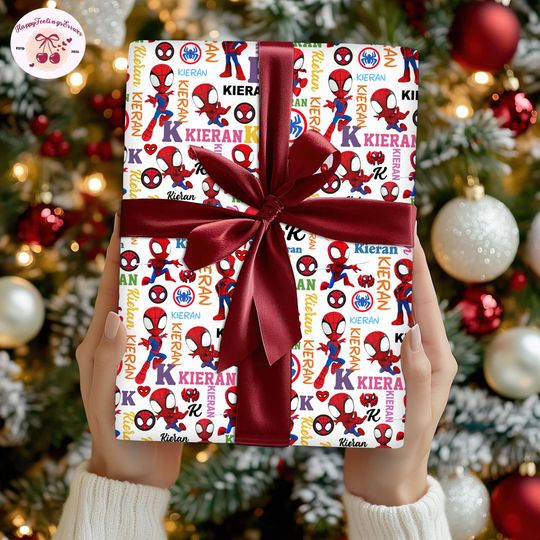 Discover Personalized Disneyland Spiderman Movie Wrapping Paper,Disneyland Boy Trip Wrapping Gifts,Spidey His Amazing Friends Christmas 2025 Matching