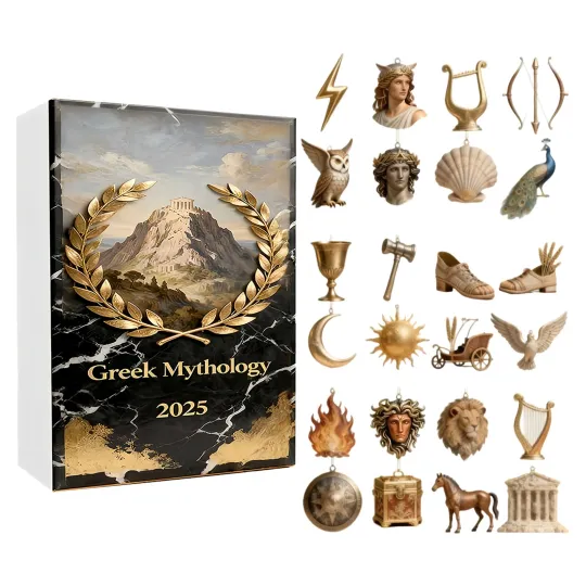Discover Greek Mythology Advent Calendar 2025, 24-Day 2D Acrylic Holiday Greek Mythology