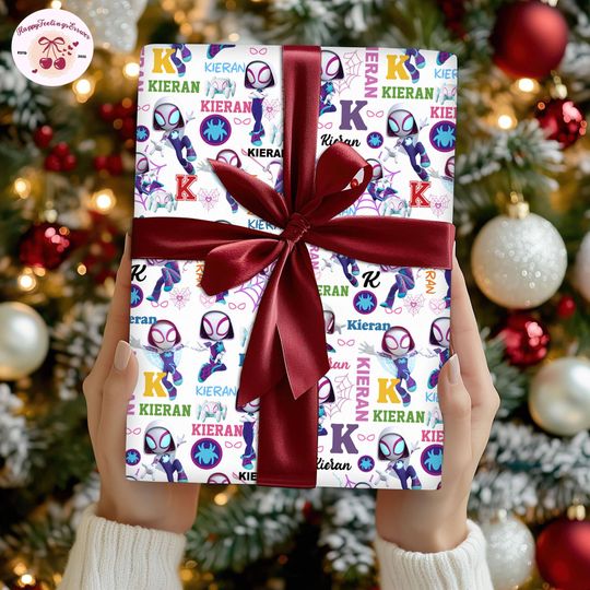 Discover Personalized Disneyland Spidey Gwen Stacy Movie Wrapping Paper, Disneyland Boy Trip Wrapping Gift, Spidey His Amazing Friends Christmas 2025