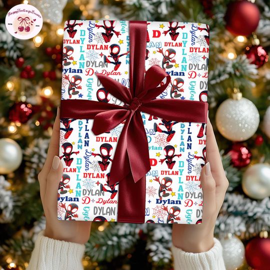 Discover Personalized Disneyland Spiderman Movie Wrapping Paper,Disneyland Boy Trip Wrapping Gift, Spidey His Amazing Friends Christmas 2025 Matching